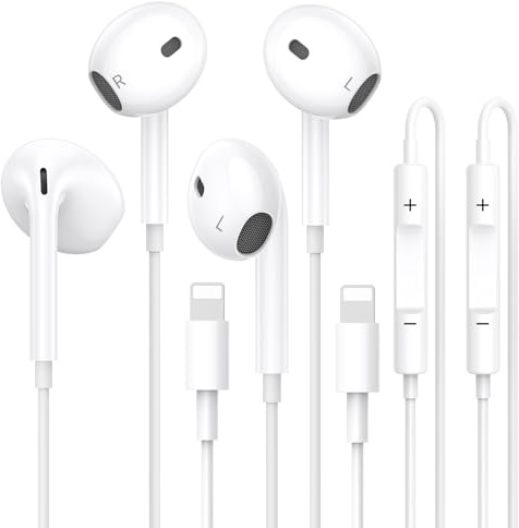 2 Packs for iPhone Headphones Wired [Apple MFi Certified] Wired Earphones Earbuds, Built-in Mic & Volume Control Compatible with iPhone 14/13/SE/12/11/XR/8/7/XS, Plug and Play.