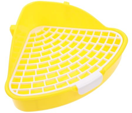 Gadpiparty Rabbit Potty Triangle Litter Box Plastic Corner Pet Toilet Trainer for Guinea Pig Hamster Small Animals Indoor Use Yellow