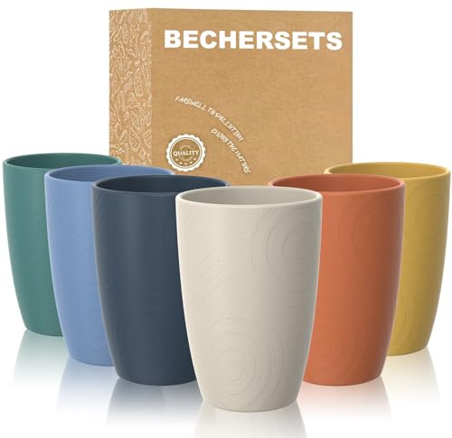 Wrova plastikbecher mehrweg 500 ml Trinkbecher | Unzerbrechlich Wasserbecher, 6er-Set, Spülmaschinen- und Mikrowellengeeignet Plastik Gläser für Camping, Partys – Mehrfarbig