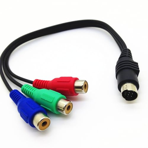 S-Video 7Pin Male to 3RCA Female RGB Component Cable Adapter for PC DVD HDTV, 30cm