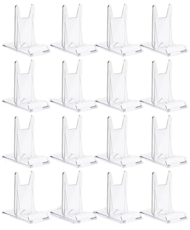 ISTOVO 16Pcs Book Stand for Display Crystal Book Holder Display Adjustable Book Easel Collector Display Stand for CD Magazine
