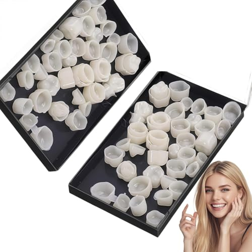 2pcs Temporary Crowns for Teeth,Broken Tooth Repair Kit for Permanent,Dental Repair Kit for Easy to Use,Fits The Shape of Your Teeth,Compact and Portable,Not Easy to Falling Off or Breaking