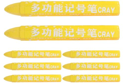 Levemolo 8pcs Yellow Tire Chalk Marker Crayon Water-resistant Wax Material and Comfortable Grip for Construction and Tire Shops, Suitable for Wood and Fabric Surfaces