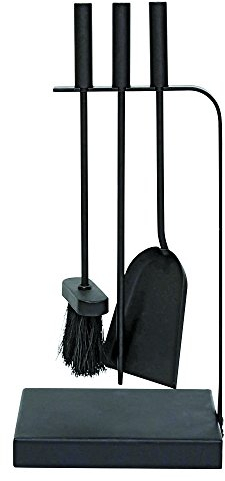JVL Belmont Contemporaneo Fireside Companion Set di Strumenti Curve, Acciaio, Nero, 23 x 15 x 45 cm, 3 Pezzi