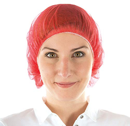 Franz Mensch PP-Baretthaube – Lebensmittelechte Einweghaube mit latexfreiem Gummiband, Schwesternhaube & Kochhaube, ideal für Küche & Gastronomie, Ø 53 cm, Farbe: Rot