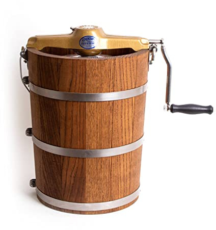 Lehman's Manual Ice Cream Maker - Make Your Own Homemade Ice Cream, Hand Crank with Stainless Steel Can and Oak Tub, 6 Quart Capacity
