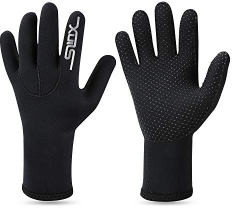 QKURT Guanti da Immersione 3 mm Neoprene Caldi, Stretch, Cinque Dita per Adulti - Uso per Surf, Kayak, Snorkeling, Vela, Canotaggio