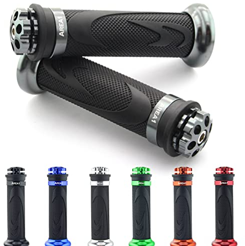 Area1 Poignées de Guidon Universelles 22/24-25 mm Moto Poignée en Caoutchouc, Antidérapantes, RS Gris, Compatibles avec KSR