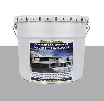 MATPRO - Étanchéité Extérieure pour Toiture, Balcon et Terrasse Plate - Revêtement Élastomère Auto-Polymérisable Polyuréthane - Sans Odeur - Gris Ciment - 1Kg