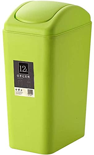 GLP Poubelle rectangulaire en plastique avec couvercle basculant - Pour la maison, la cuisine, le bureau - 8 l - Couleur : vert, taille : 12 l