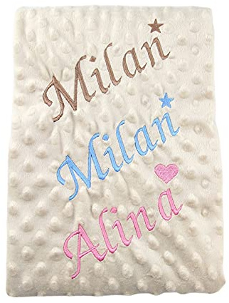 Baby Decke mit Namen Bestickt (beige)