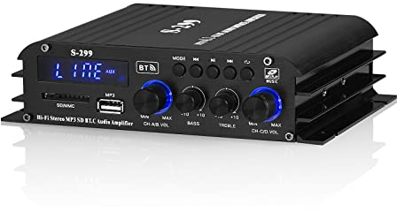 HiFi 4.0-Kanal Verstärker Bluetooth Digital Leistungsverstärker für Heim/Auto Bass Audioverstärker Amplifier