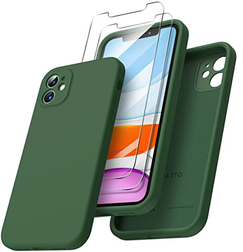 ORNARTO für iPhone 11 Hülle mit 2 Schutzfolien, Kleegrün