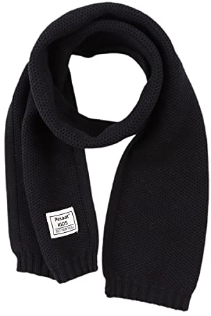Pesaat Kids Winter Knit Scarf Solid Warm Neck Warmer Toddler Soft Long Scarves for Boys Girls Neckerchief Collar Warp Autumn (Black)