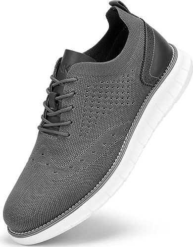 SVNKE mäns Oxfordskor formella promenadskor finskor klassiska halkfria business vardagsskor snörning lätt sneaker, Grå, 42.5 EU