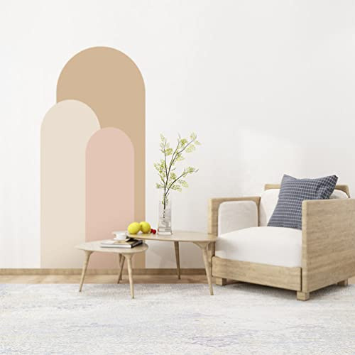Uonlytech Sticker Mural Arche Forme Géométrique Moderne Peler Et Papier Peint Auto-Adhésif Amovible Autocollant Boho Décoration Murale Pour Salon Rose Kaki