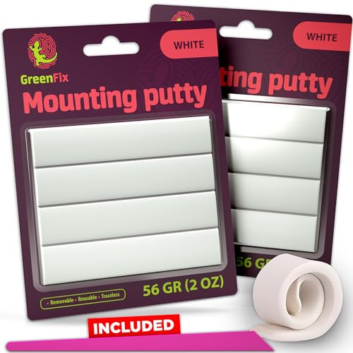 GreenFix 2 Pack Adhesive Putty 2oz - White Mounting Putty Removable - Sticky Tack for Wall Hanging - Poster Tacky Putty for Picture Hanging Collectibles Crafting