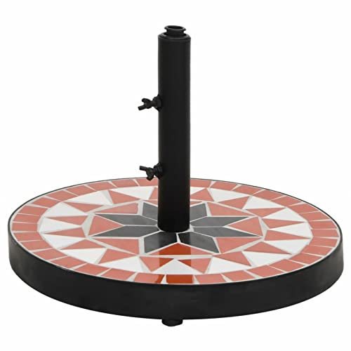 BaraSh Base de Parasol Terre Cuite et Blanc Rond 12 kg,Pied De Parasol,Pied De Parasol Lourd,Pied De Parasol sur roulettes