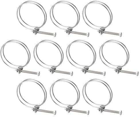 sourcing map 10Pcs Double Wire Hose Clamp, 83-90mm Adjustable Stainless Steel Wire Hose Clips with M8 Bolt for Dust Collection Hose, Pump Hose Pipe