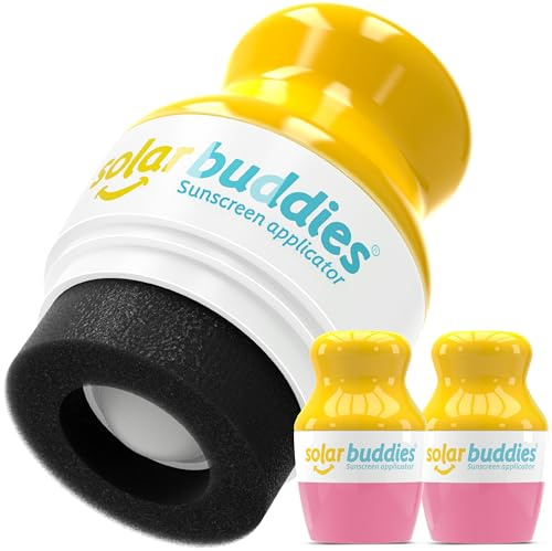 Solar Buddies Sonnencreme-Applikator - Pink, 2er-Pack - Nachfüllbarer Roll-on Schwammapplikator für Sonnencreme, Sonnenmilch & Lotion für Kinder, Erwachsene & Familien - Fasst 100ml