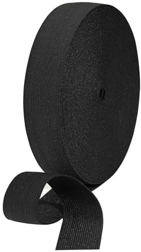 HERZONE Fascia elastica da 20 m, larghezza 3,5 cm, colore nero, resistente elastico, elastico in gomma, per la casa, accessorio per il cucito, fai da te (nero, 3,5 cm)