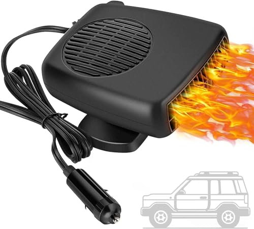 Showvigor Portable Car Heater, 2 in1 Fast Heating Defroster, Fast Heating and Cooling Fan for Windscreen, 12V Car Heater Fan that Plug into Cigarette Lighter