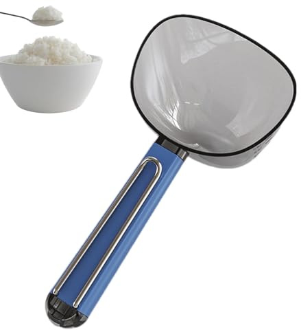 Cuillère à mesurer à farine, petite cuillère à mesurer, avec clip en acier inoxydable, cuillère à riz de cuisine, cuillère à long manche pour grains de café