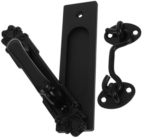 KITANDOVE 1set Maniglie Per Porta Libro Con Chiusura e Gancio Maniglia Per Porta Scorrevole Facile Installazione e Ampia Compatibilità Per Garage e Portoni