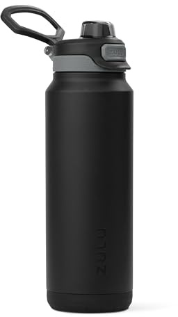 ZULU Powerfill Pro 32oz Stainless Steel Water Bottle with Quick Fill Lid, Triple Walled Vacuum Insulated Metal, Leak Proof Locking Lid, Sip and Chug, Reusable BPA Free, Black