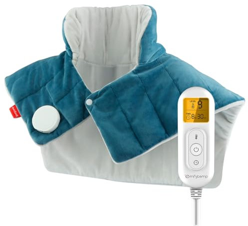 Comfytemp Cuscinetto Termico per Collo, 9 Livelli di Calore, Cuscinetto Termico per Alleviare il Dolore al Collo, alla Spalla e alla Schiena, Spegnimento Automatico, Lavabile in Macchina, 48×56cm