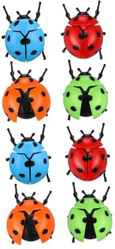 KONTONTY 8 Pièces de Simulation de coléoptère Les Jouets Nains de Jardin Plantes artificielles décor à la Maison nouveauté Coccinelle Animal à remonter d'horlogerie Plastique
