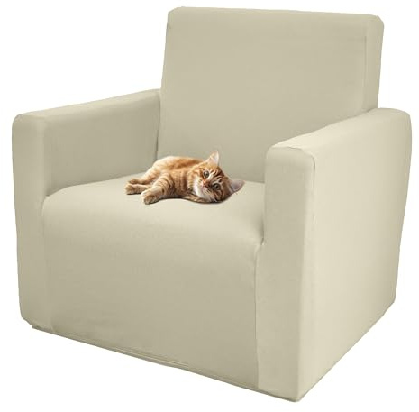Comart - Copripoltrona Bright - Elasticizzata - Antimacchia - Panna