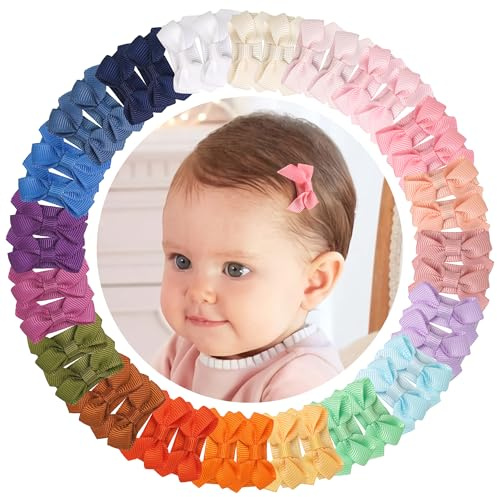 JOYOYO 40 Pcs Baby Hair Clips Mini Snap Clips 1.4 Inch, Baby Hair Bows Especially Fit for Newborn Fine Hair