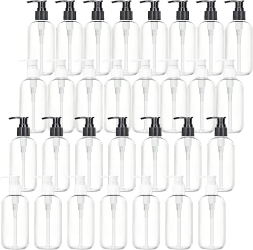 Lot de 30 Flacons Pompe Vides 250ml, Bouteilles Transparentes Rechargeables