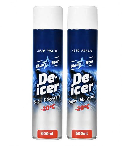 De-icer Spray 600ml Pack of 2 - Aerosol De-icer Car Windscreen Spray Can to Clean Windshield Windows & Mirrors - Fast Acting Ice Remover Defrost Formula for Winter Driving