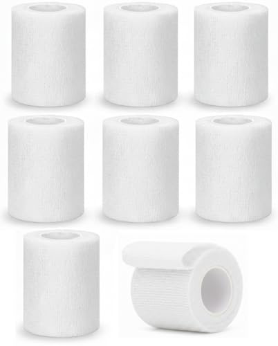 8 Rollen Selbstklebender Verband 7,5cm x 4,5m Pflaster Rolle Verbandsmaterial Elastische Binde Bandage Fixierbinde Haftbandage Selbstklebend (white, 7.5cmx4.5m)