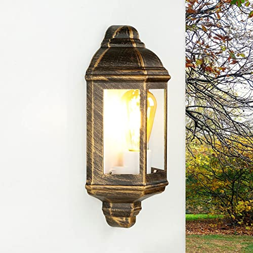 Licht-Erlebnisse Wandlampe Antik Außen, Außenwandleuchte Kupfer, Schiffsleuchte, IP44, E27, B:17,5 cm, Außenleuchte Maritim, Terrassenbeleuchtung Außen