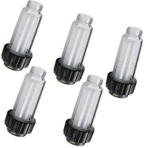 5 Wasserfilter inkl. Filtereinsatz (5.731-050.0) für alle Hochdruckreiniger mit 3/4 Wasser-Anschluß wie Kärcher K2-K7 kompatibel mit 4.730-059.0 von ONE!