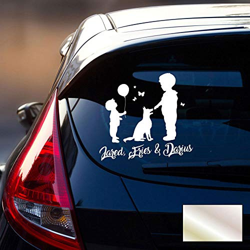 Autotattoo 2 Jungs Heckscheiben Aufkleber Namensaufkleber mit Kinder Luftballon Schmetterlinge Wunschnamen M2389 - ausgewählte Farbe: *silber* ausgewählte Größe: *S - 20cm hoch x 22cm breit*