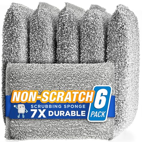 SPONGENATOR Kitchen Sponges for Dishes, Scouring Pads Non Scratch Scrubbers | Multi-surface non-metal dish scouring scrubbers for fast cleaning; heavy duty, non-scratch scrubbing sponges