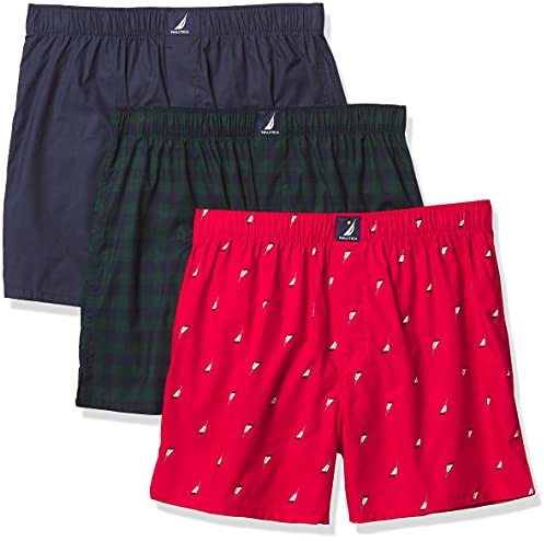 Nautica Men's Classic Cotton 3-Pack Woven Boxers