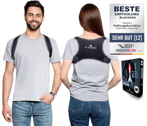BLACKROX Haltungskorrektur [Vergleichsieger 2024] | Damen & Herren | Rückenstabilisator | Rückenstütze | Effektiv gegen Rückenschmerzen & Buckehaltung | Rücken Geradehalter