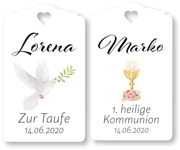 Geschenkanhänger Tags Papieranhänger Taufe Kommunion Konfirmation Gastgeschenke Taube Kelch
