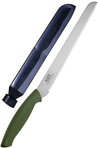 ALLEX Insulation Knife with Sheath 8 Long Cut, Japanese Stainless Steel, Insulation & Styrofoam Cutter with Blade Case, Serrated Sharp Duct Knife Tool, Made in JAPAN