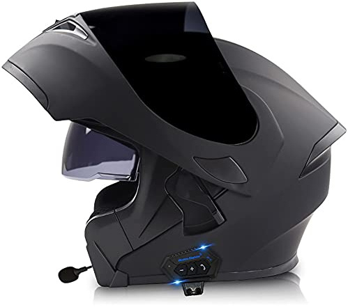 Letetexi Motorcycle Helmet Flip-Up Modular Helmets with Bluetooth Helmet, DOT ECE Certified Full Face Helmet Scooter Helmet Crash Helmet Double Anti-fog Visors Ideal for Men Women 57~64cm