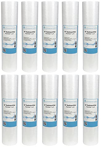 10x Trinkwasserladen 10 zoll Zoll Sediment Wasserfilterkartuschen für Umkehrosmose, Hauswasseranlagen, Brunnenwasser & Partikelfiltration 1 Micron Weiß