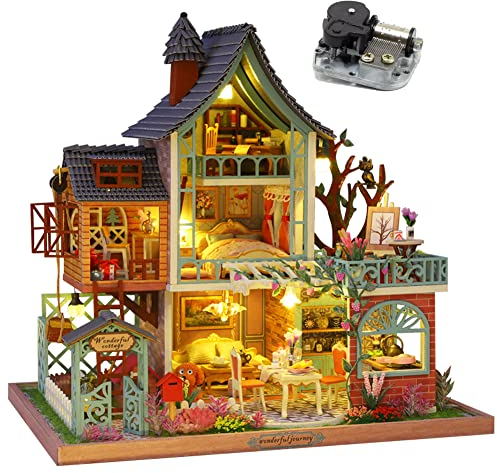 WonDerfulC 3D Puppenhaus Holz Miniatur Möbel Kit Dschungel Loft Gebäude Modell Haus Holz Spielzeug Handarbeit Kunstwerk Mini Dekoration Kinder Schöne Geschenke, ES002