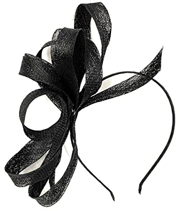 Caprilite Vegansk sinamay fascinator pannband bröllopsring damer dag Ascot tävlingar, Svart, en storlek