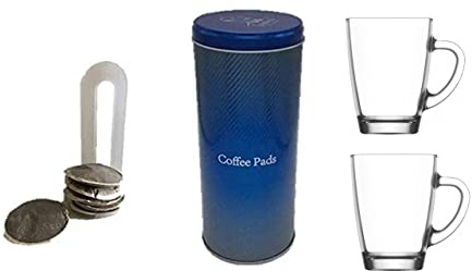 James Premium 4-teiliges Set bestehend aus Paddose 2x 300ml Henkelgläser und 1 Padheber und 1 Schokostreuer