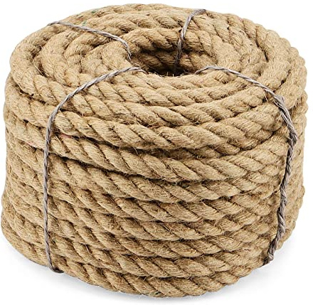 ZEONHAK Corde de Jute Naturelle épaisse de 20 m x 14 mm, Corde de Chanvre torsadée de 20 m, Corde de Manille pour griffoir, Ficelle de Bagage
